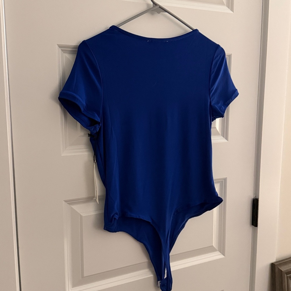 Haute Monde Blue Bodysuit Short Sleeve Top - Picture 4 of 4